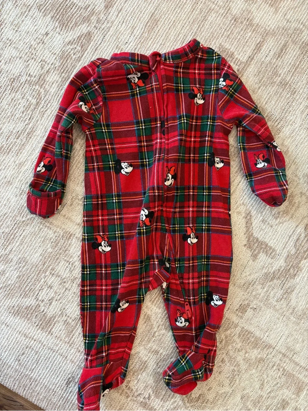 Disney Red Plaid Minnie Mouse Footed One-Piece Pajamas